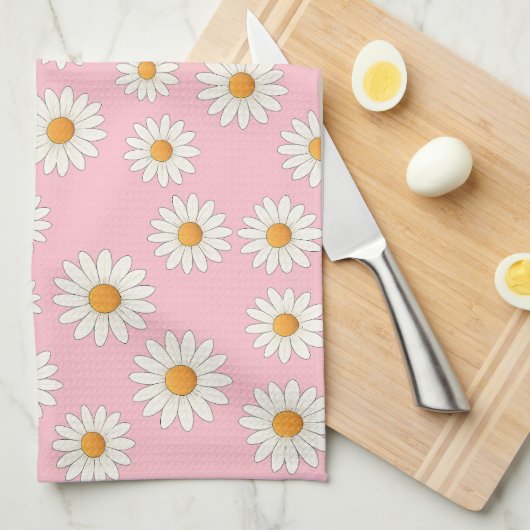 デイジー魅力的フローラキッチンタオル キッチンタオル (四つ折り)