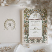 デイジー魅力的フローラ90thフォイル誕生日パーティー 箔招待状