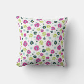 デイジー魅力的花ピンクブルーデザイン模様 クッション (正面)