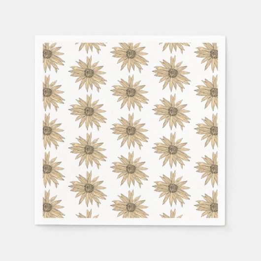 デイジー黄絵を描花柄 スタンダードカクテルナプキン (正面)
