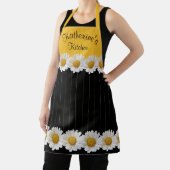 デイジー黄色と黒のパーソナライズされたフローラ エプロン (インサイチュ)