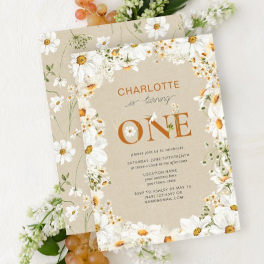 デイジー１歳の誕生日　テラコッタ１周年 招待状