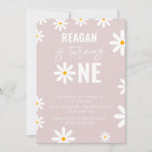 デイジー1歳の誕生日パーティーファースト誕生日ガールズボーイズ 招待状 (正面)