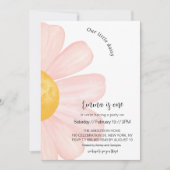 デイジー1歳の誕生日、ピンクデイジーガール1歳の誕生日 招待状 (正面)