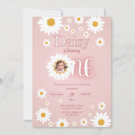 デイジー1歳誕生日写真招待状 招待状