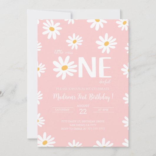デイジー1歳 招待状 (正面)