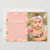 デイジー1stバースデーガール招待状と写真 招待状 (正面)