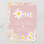 デイジー1stベビーガール誕生日招待状 招待状 (正面/裏面)