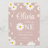 デイジー1st誕生日の編集可能招待状 招待状 (正面/裏面)