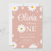 デイジー1st誕生日の編集可能招待状 招待状 (正面)
