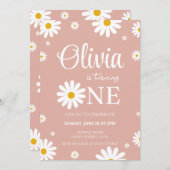 デイジー1st誕生日の編集可能招待状 招待状 (正面/裏面)