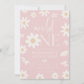 デイジー1th誕生日ワイルドワンワイルドフラワー誕生日 招待状 (正面)