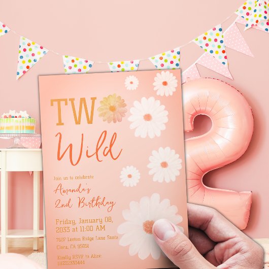 デイジー2ワイルドセカンドバースデーガールフローラ 招待状