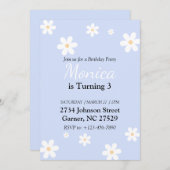 デイジー3歳誕生日招待状 花 招待状 (正面/裏面)