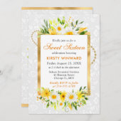 デイジー&イエローサマーフラワーズゴールドフォイルスウィート16 招待状 (正面/裏面)