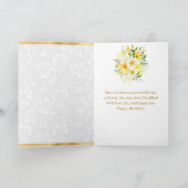 デイジー&イエローサマーフラワーズゴールドフォイル誕生日 カード (内部)
