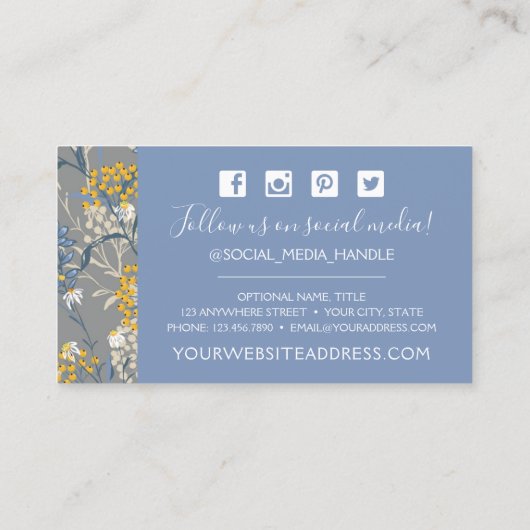 デイジー&イエローローローワンベリーフローラソーシャルメディア 名刺 (裏面)