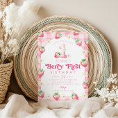 デイジー イチゴ 1歳の誕生日 ベリー ファースト バースデー 招待状