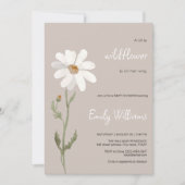 デイジー ウォーターカラー ミニマル ベビーシャワー 招待状 (正面)