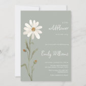 デイジー ウォーターカラー ミニマル ベビーシャワー 招待状 (正面)