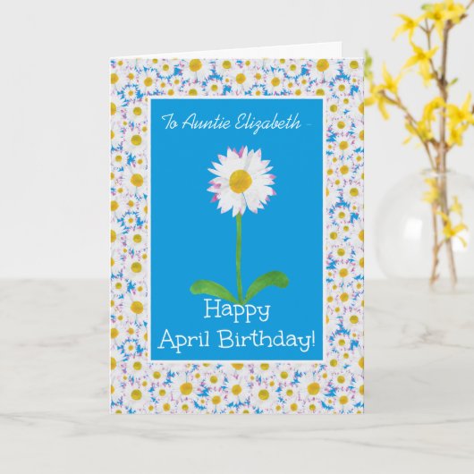 デイジー、エイプリル誕生日カードをパーソナライズ カード (黄色い花)
