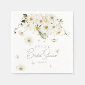 デイジー エレガント ワイルドフラワー モダン ブライダルシャワー スタンダードカクテルナプキン (正面)
