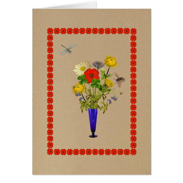 デイジー，ケシ，コーンフラワー，バターカップブーケ (正面)