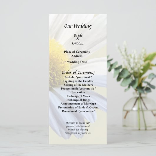 デイジー シャドウ アンド ライト ウェディング用品 プログラム (スタンド正面)