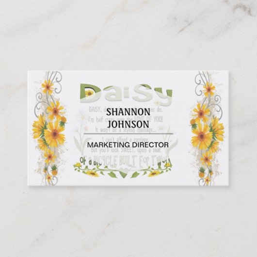 デイジー、デイジーは答えが…私を与えます 名刺 (正面)