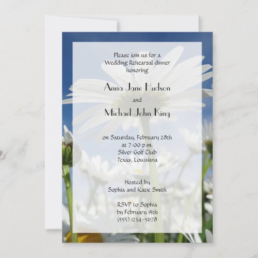 デイジー,デイジー,白い花,リハーサルディナー 招待状 (正面)