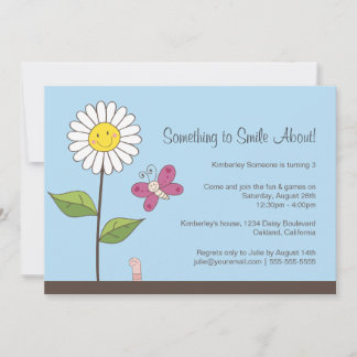 デイジー&バタフライ·ガールズ·バースデー·パーティー 招待状