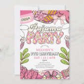 デイジー パジャマパーティー 誕生日招待状 招待状 (正面)