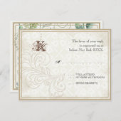 デイジー、パンジーは、蝶- RSVPカードを結婚することnの上がりました 出欠カード (正面/裏面)