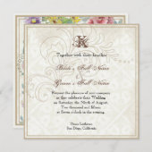 デイジー，パンジー，バラン・バタフライ，結婚式招待状 招待状 (正面/裏面)