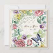 デイジー，パンジー，バラン・バタフライ，結婚式招待状 招待状 (裏面)