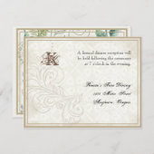 デイジー，パンジー，バラnバタフライ – ウェディングレセプション 招待状 (正面/裏面)