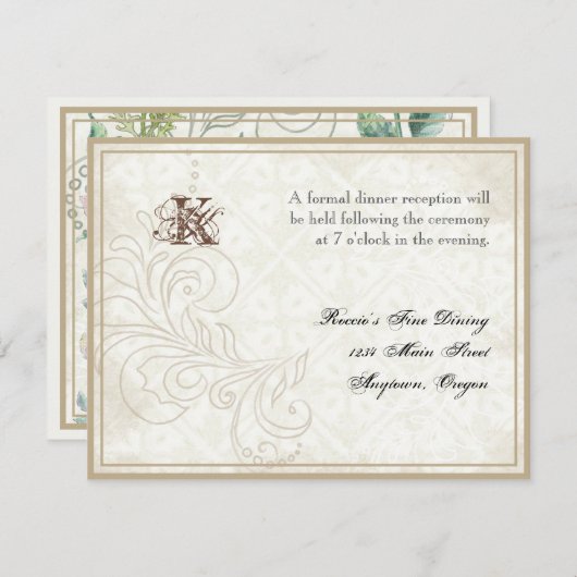 デイジー,パンジー,バラnバタフライ – ウェディングレセプション 招待状 (正面/裏面)