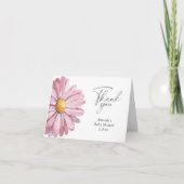 デイジー ピンクのワイルドフラワー エレガントな感謝カード サンキューカード (正面)