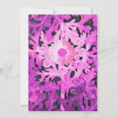 デイジー、ピンク白黒の花と葉 案内状 (正面)