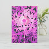 デイジー、ピンク白黒の花と葉 案内状 (スタンド正面)