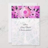 デイジー、ピンク白黒の花と葉 案内状 (裏面)