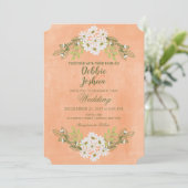 デイジー&ピーチフローラメイソンジャー結婚式招待状 招待状 (スタンド正面)