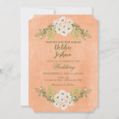 デイジー&ピーチフローラメイソンジャー結婚式招待状 招待状 (正面)
