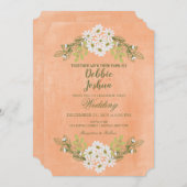 デイジー&ピーチフローラメイソンジャー結婚式招待状 招待状 (正面/裏面)