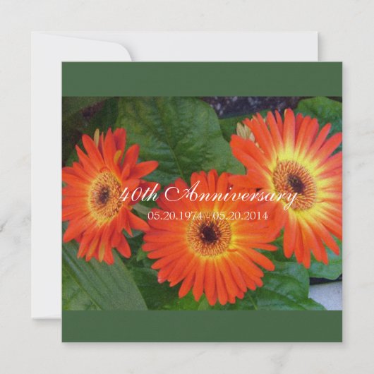 デイジー フラワーの結婚記念日 招待状 (正面)