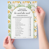 デイジー フラワーパターン 彼が言った 彼女が言った 結婚前パーティー ゲーム チラシ (手)