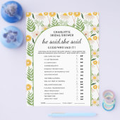 デイジー フラワーパターン 彼が言った 彼女が言った 結婚前パーティー ゲーム チラシ (シングル)