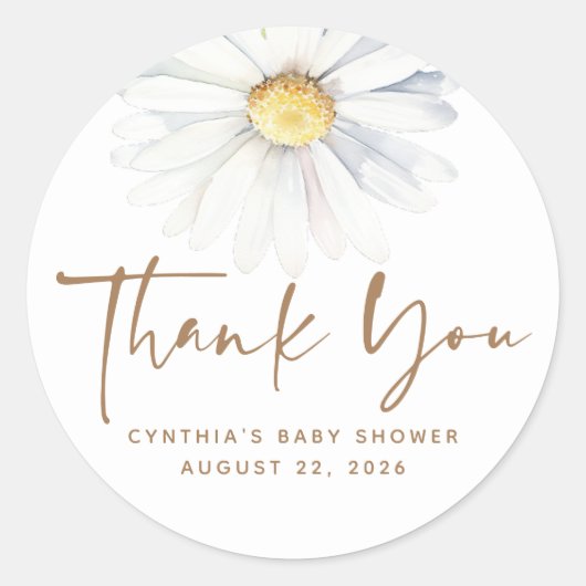 デイジー フラワー エレガント かわいい 白 ボヘミア ラウンドシール (正面)