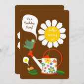 デイジー フラワー ガーデン ガール 誕生日パーティー 招待状 (正面/裏面)