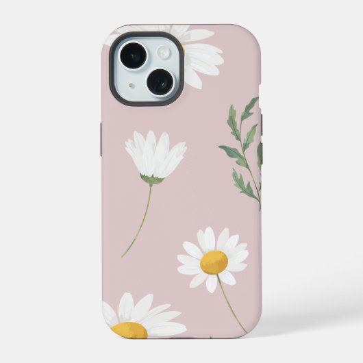 デイジー フラワー シームレス パターン iPhone 15ケース (裏面)